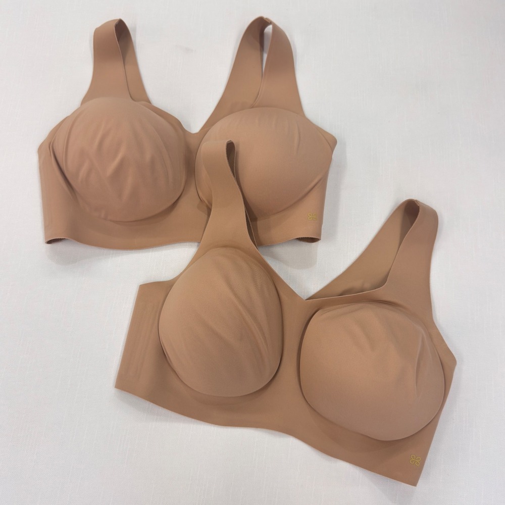 Honeylove Crossover Bra Tan Nude Wireless Seamless Set of 2 Size S++ LWBR0103B